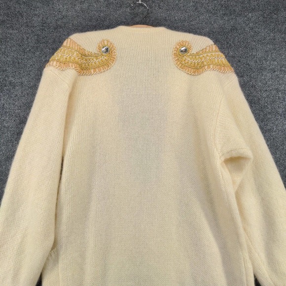 IB Diffusion Women's Sweater Dress Cardigan Cream Medium Rhinestone Gold Button - Picture 7 of 12